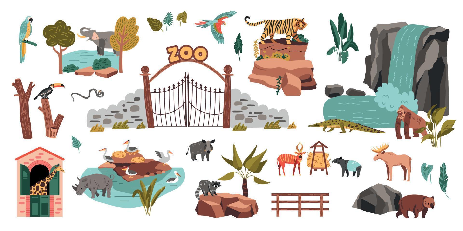 conjunto de animales del zoológico vector