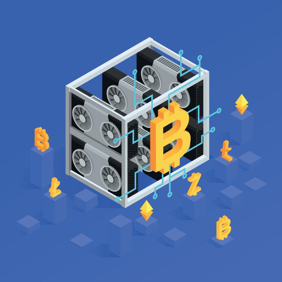 Cryptocurrency Isometric Concept vector