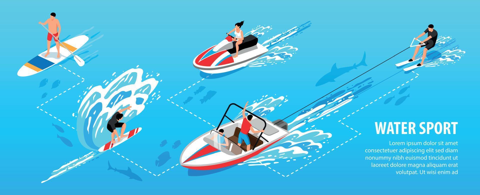 Watersport Isometric Infographic Set vector