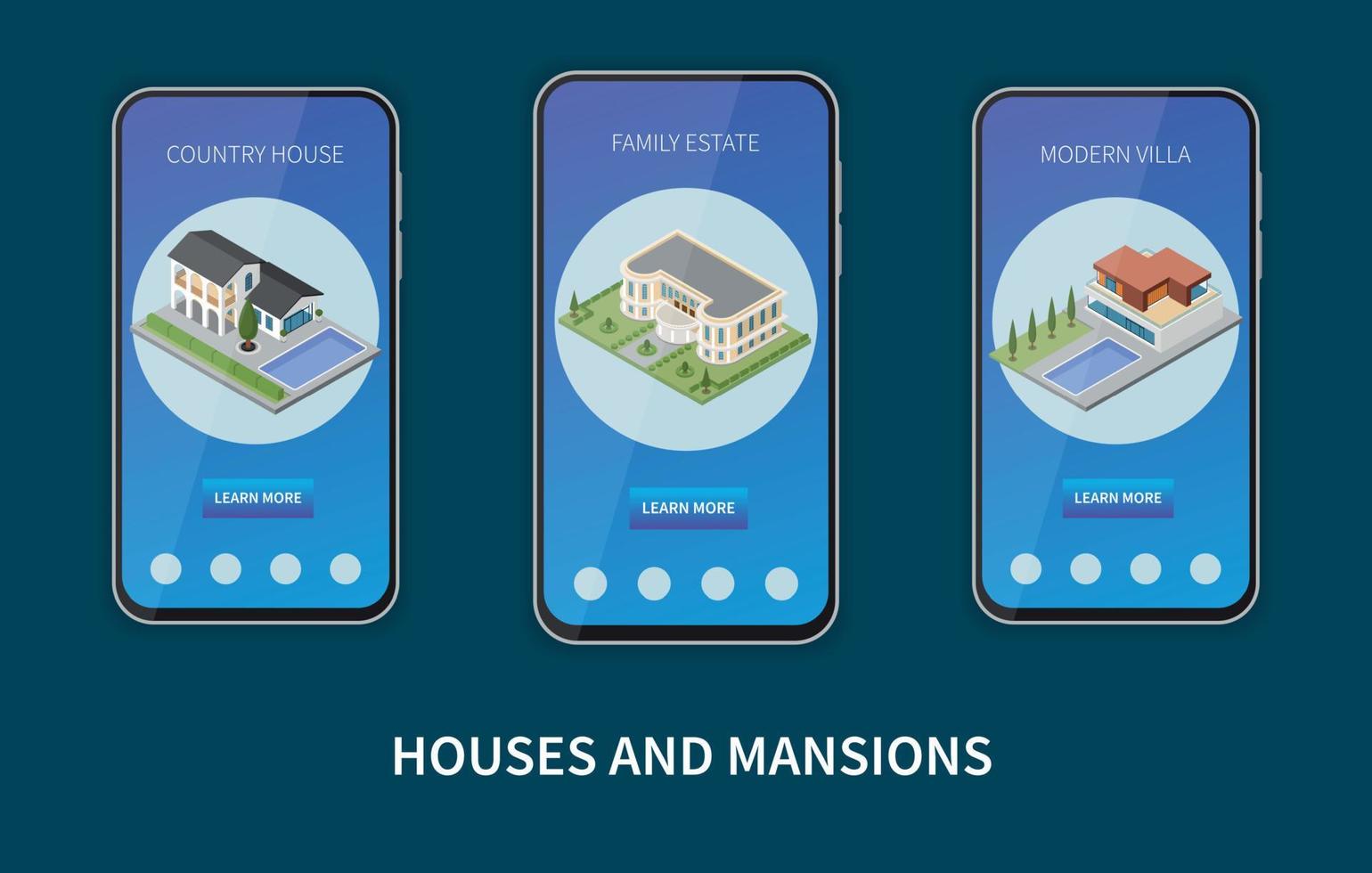 Houses And Mansions Isometric Composition vector