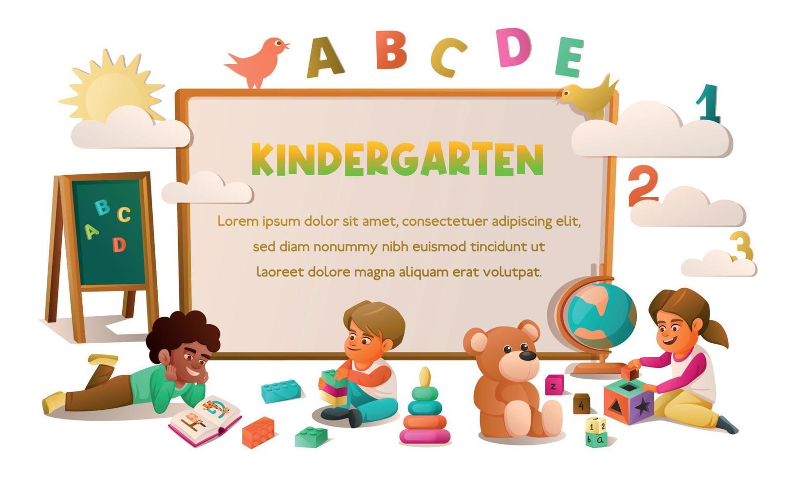 marco de dibujos animados de jardín de infantes vector