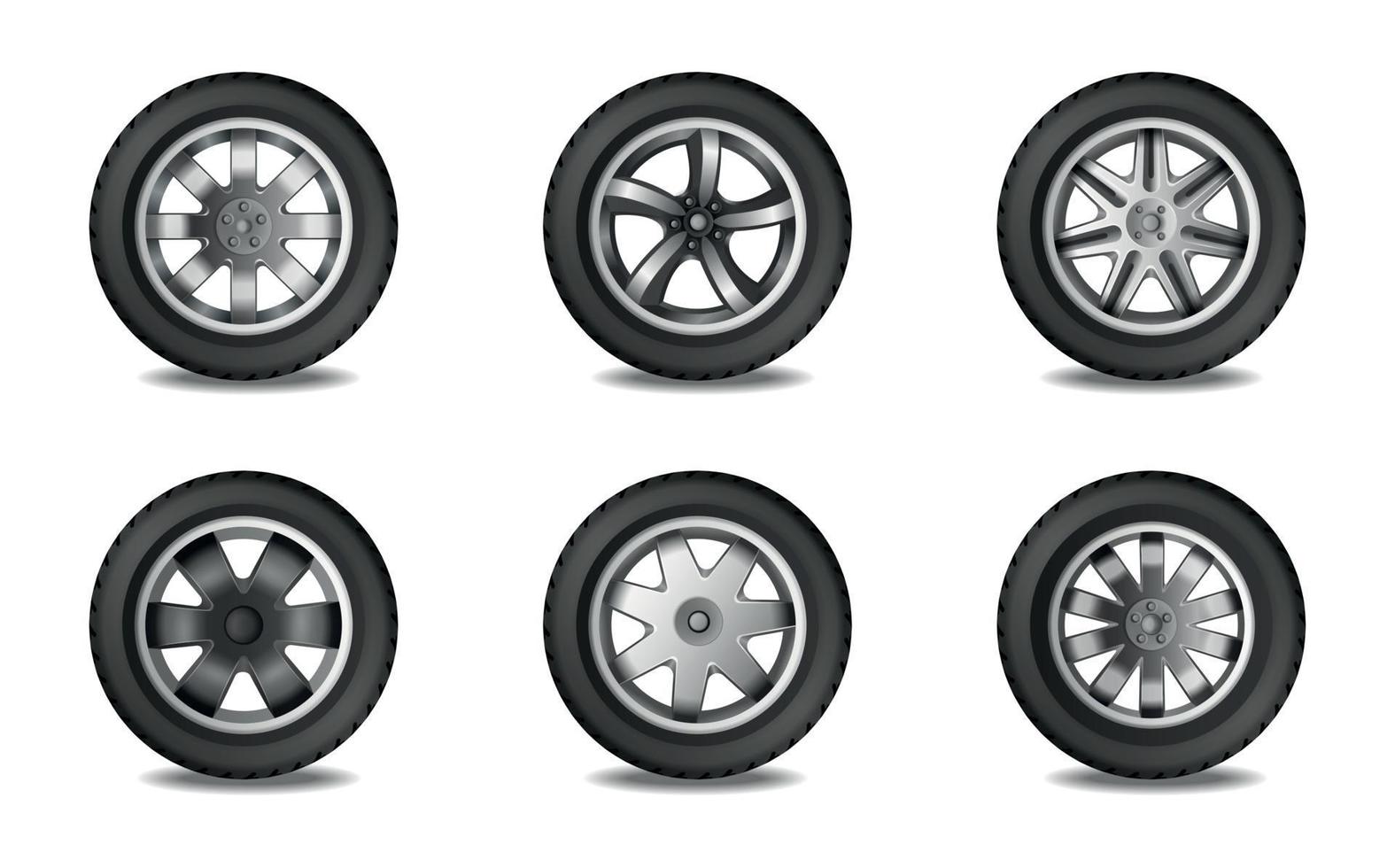 Six Car Wheels Realistic Set vector