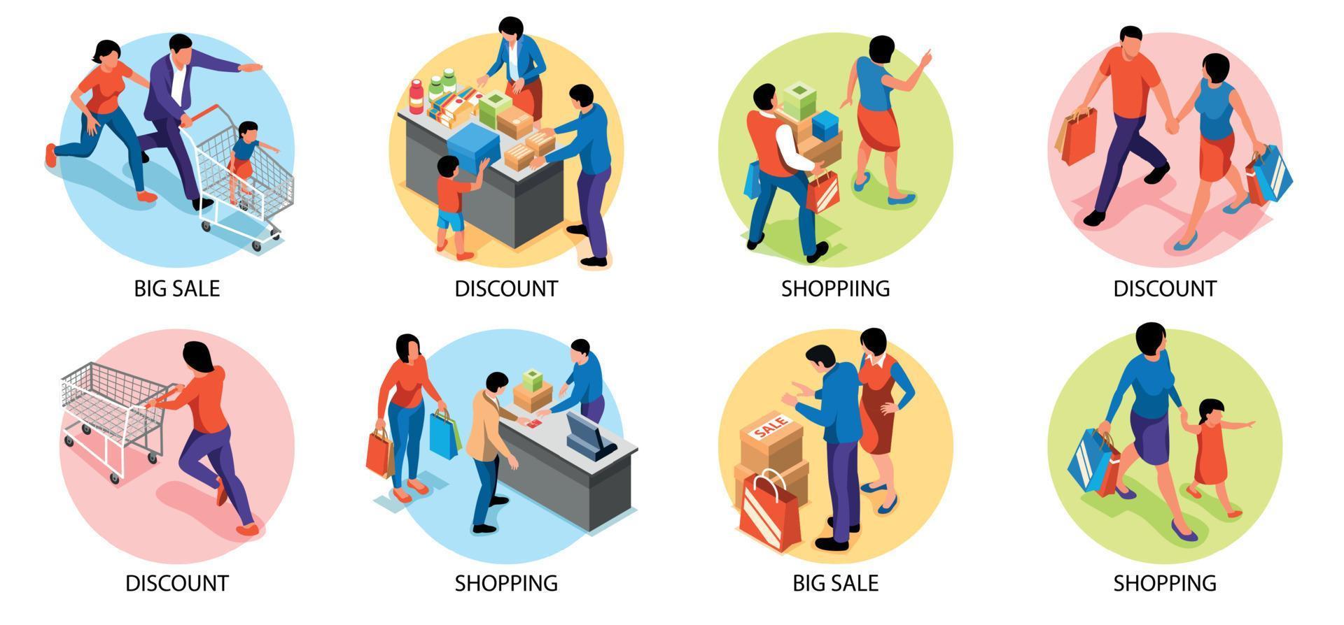 Family Shopping Round Compositions vector