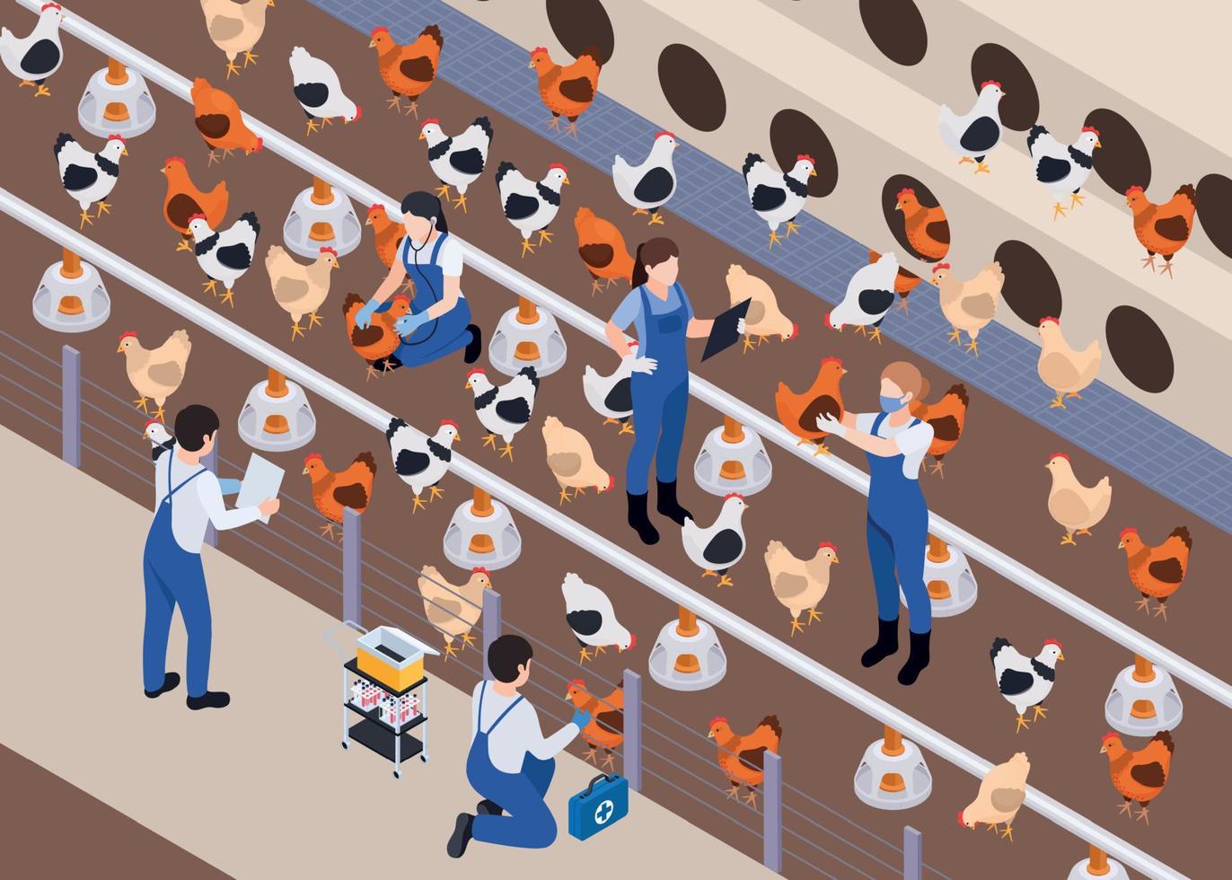 Poultry Vets Isometric Composition vector