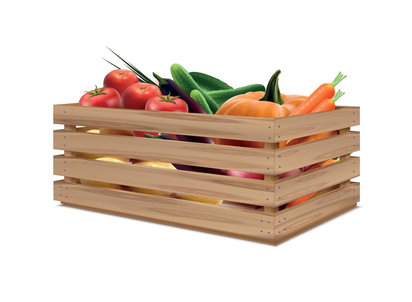 Vegetables In Box Composition vector