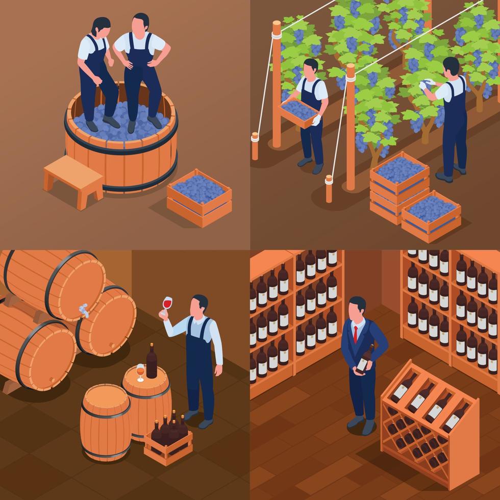 Wine Production 2x2 Set vector