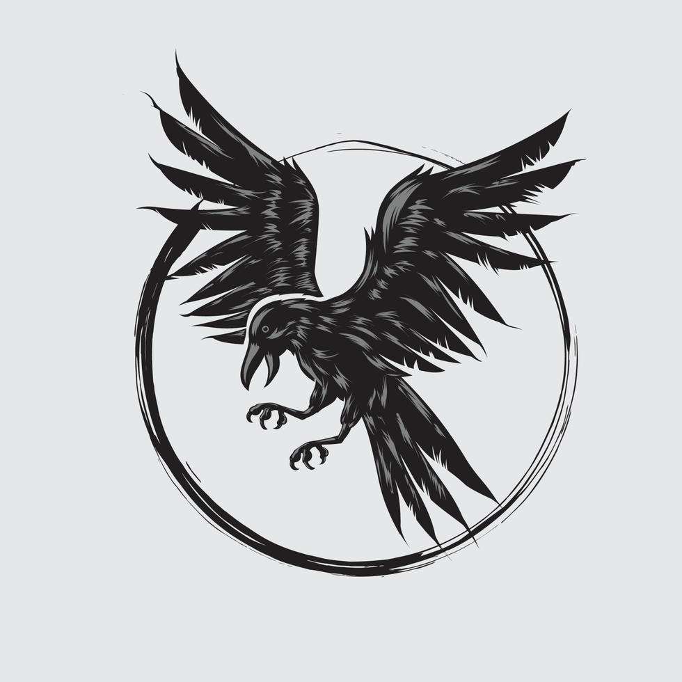 Ilustración de vector de cuervo volador