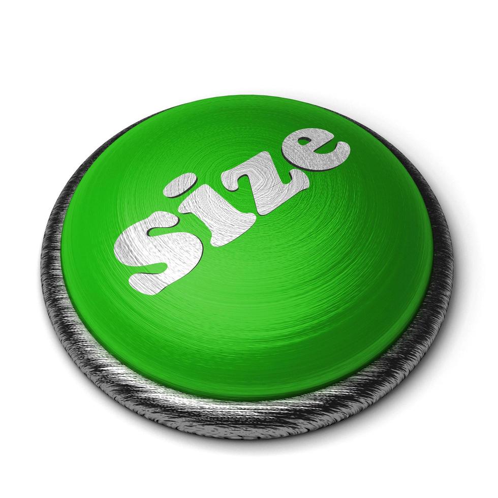 palabra de tamaño en el botón verde aislado en blanco foto