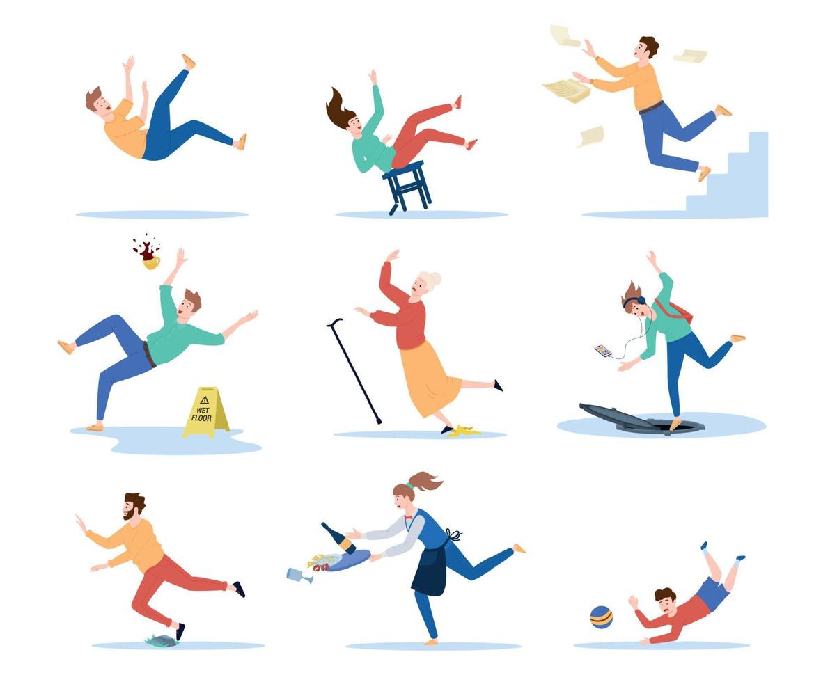 Falling People Set vector