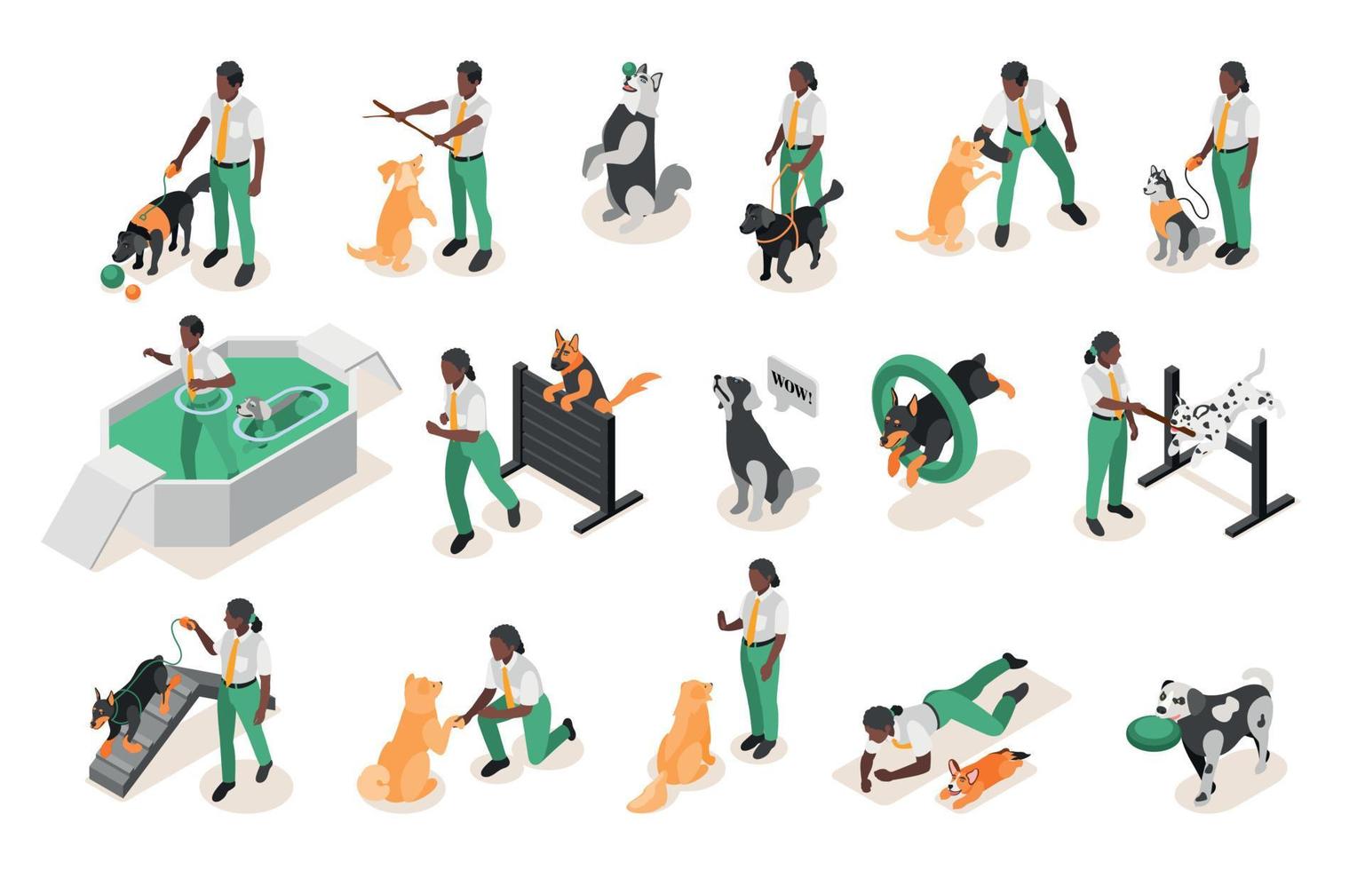 Dog School Isometric Icons vector