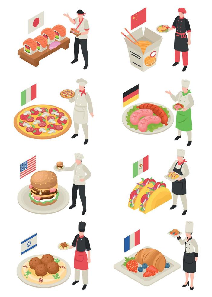 Traditional World Cuisine Isometric Set vector