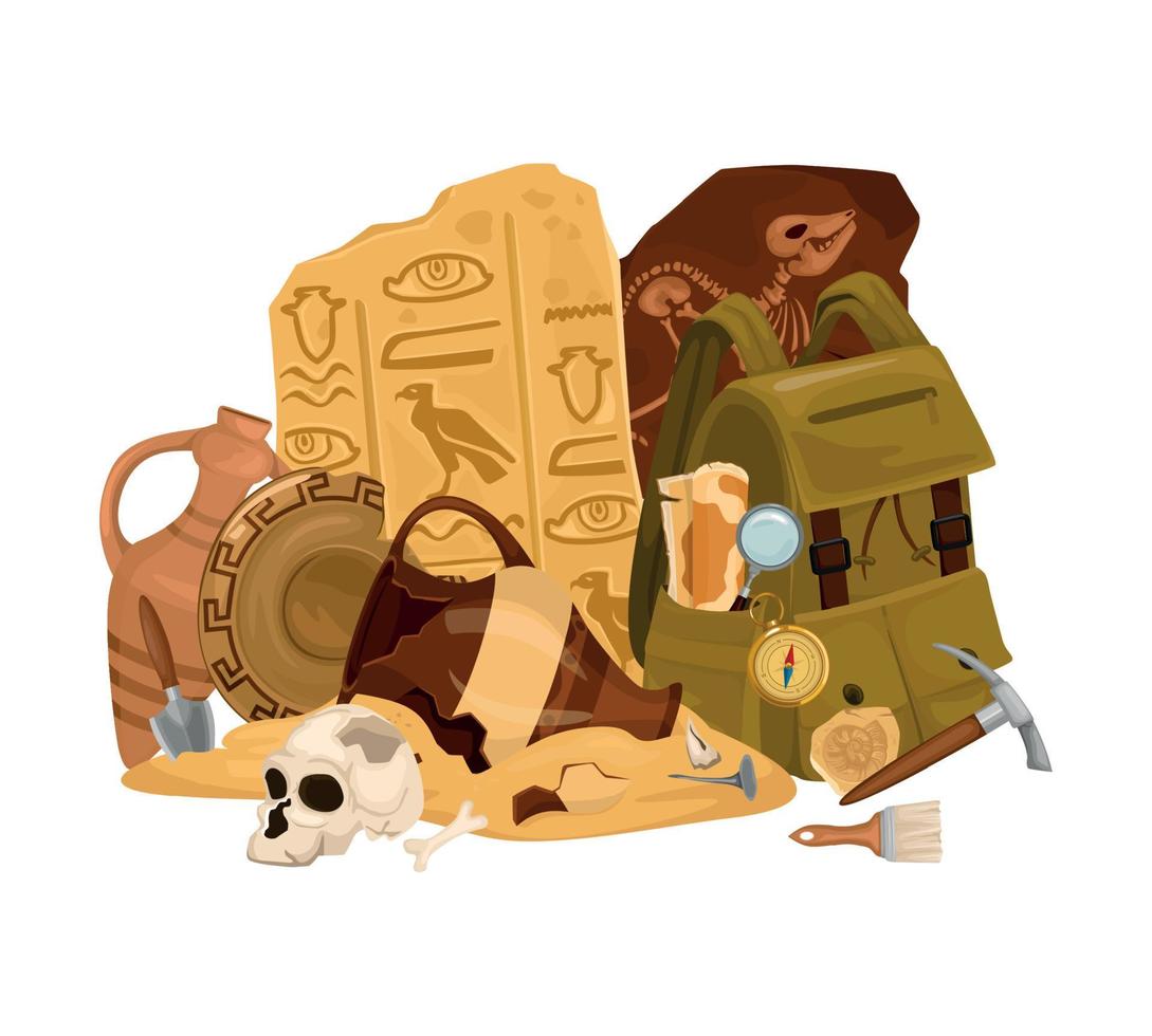 Ancient Artifacts Archeology Composition vector