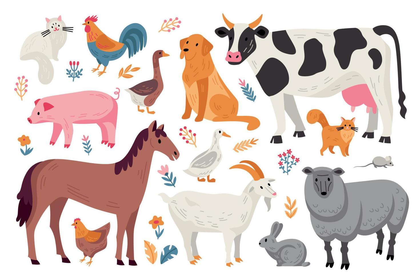 conjunto de animales de granja vector