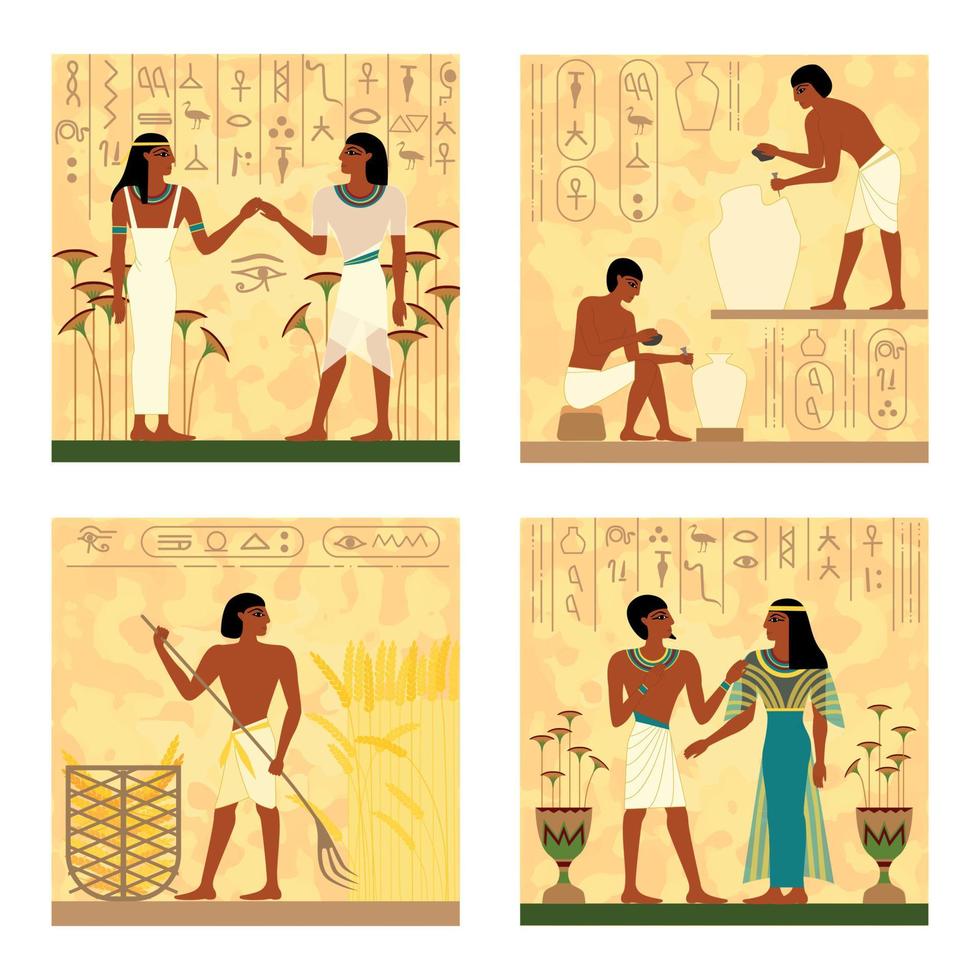 composiciones cuadradas del antiguo egipto vector