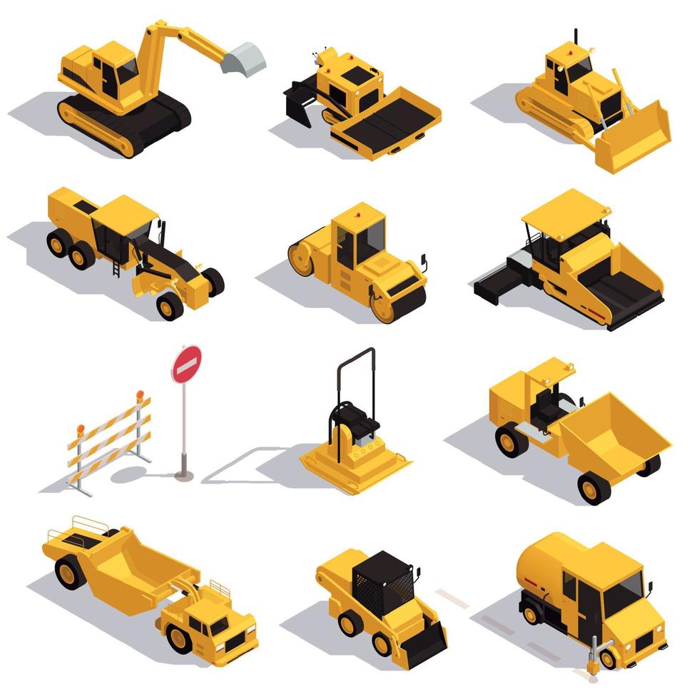 Road Machinery Icon Set vector