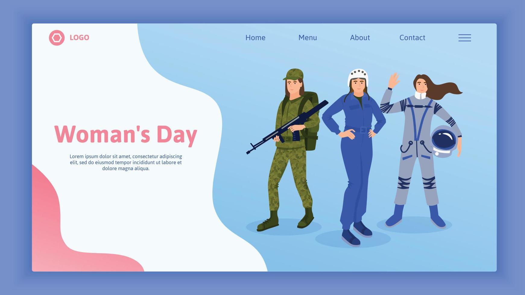 Woman Professions Landing Page vector