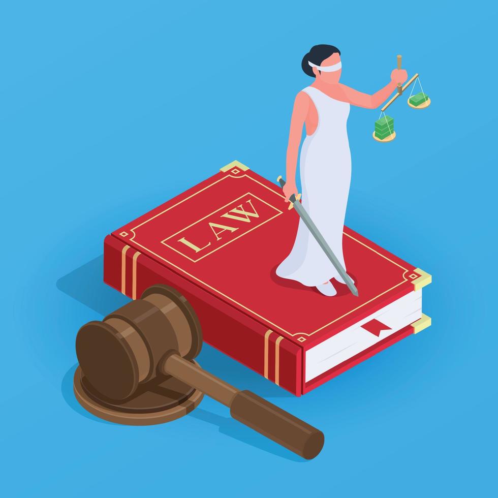 Corruption Justice Isometric Composition vector