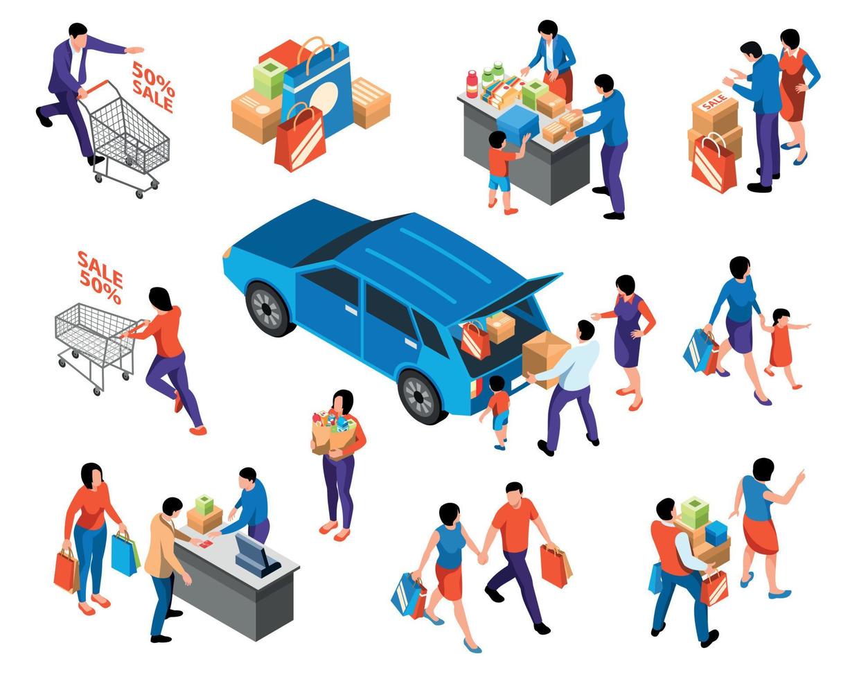 Shopping Isometric Set vector