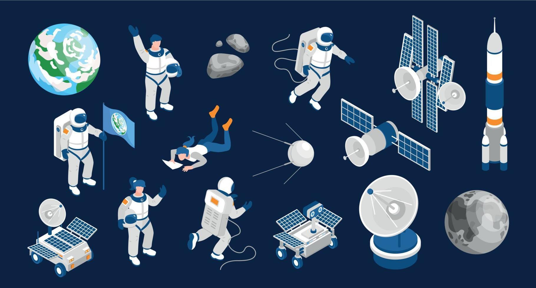 Space Isometric Color Set vector