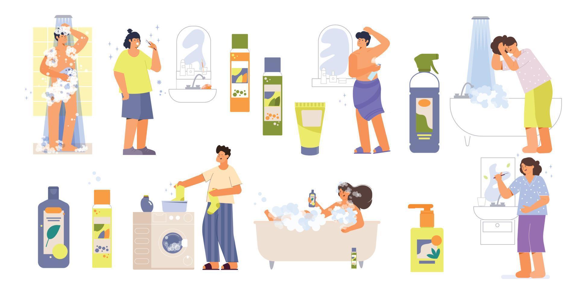 Shower Gel Flat Set vector