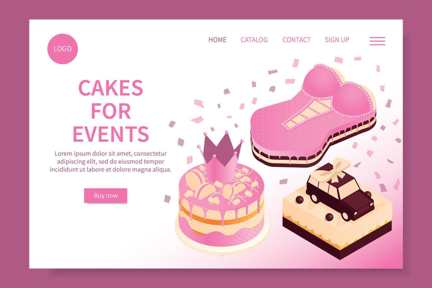 Cakes Events Landing Page vector