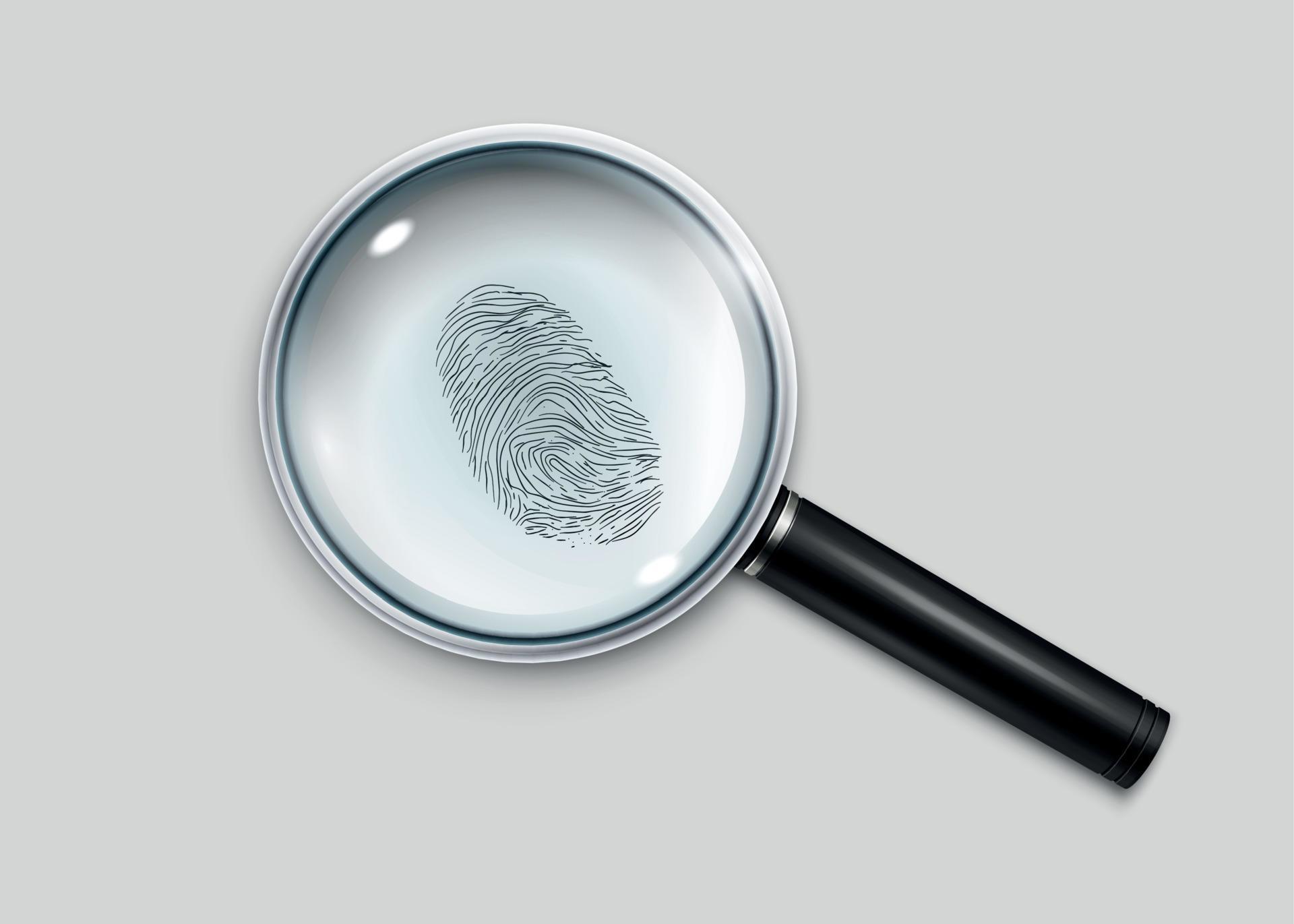 Magnifying Glass Fingerprint Composition 6245134 Vector Art at Vecteezy
