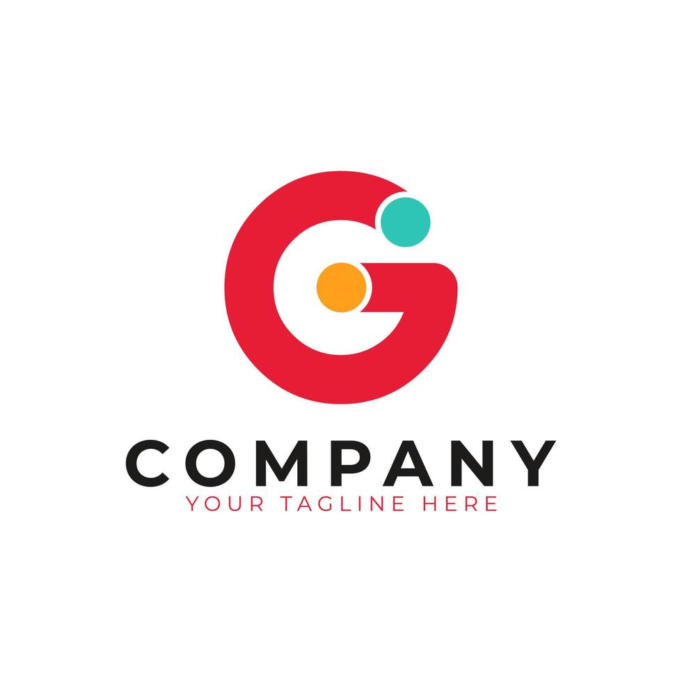 Creative Abstract Initial Letter G Logo. Colorful Rounded Line with Dots. Usable for Business and Branding Logos. Flat Vector Logo Design Ideas Template Element. Eps10 Vector