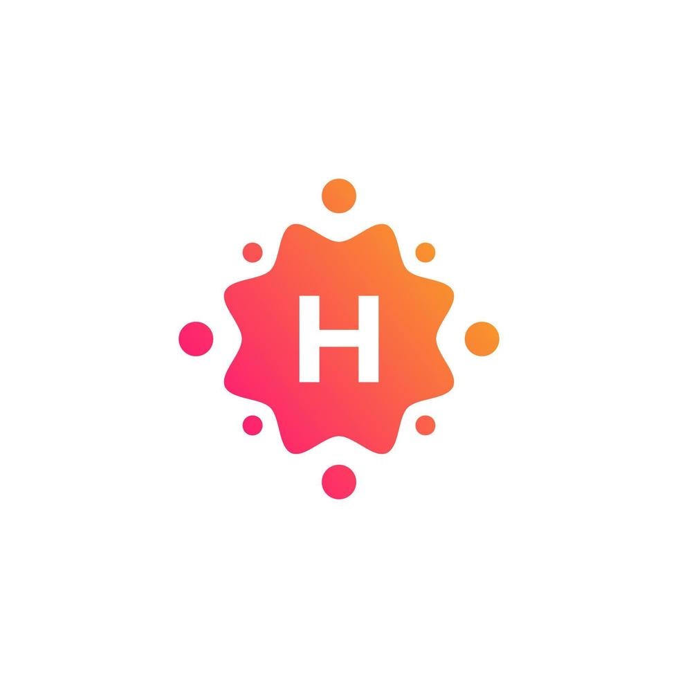 Smart and Creative Letter H Logo Design Template with  Dots or Points. Geometric Dot Circle Science Medicine Sign. Universal Energy Tech Planet Star Atom Vector Icon Element