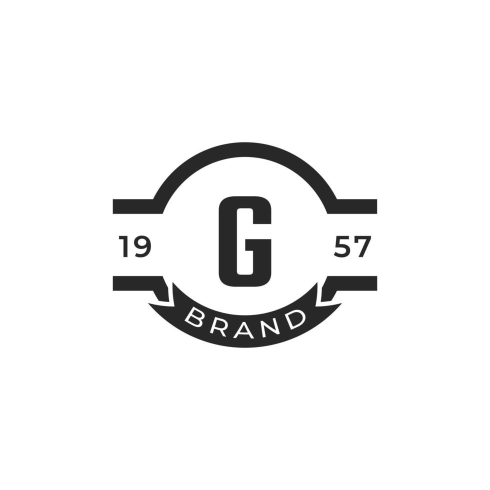 elemento de plantilla de diseño de logotipo de letra g insignia vintage. adecuado para identidad, etiqueta, insignia, café, vector de icono de hotel