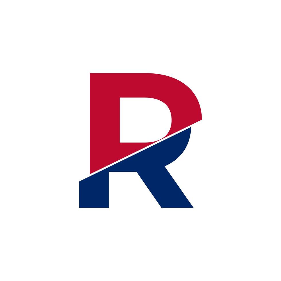 Initial Letter R Blue and Red Logo. Geometric Shapes Cut Style isolated ...