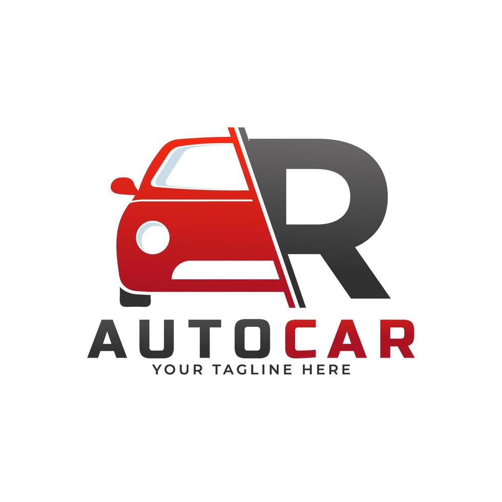 Letter R with Car Maintenance Vector. Concept Automotive Logo Design of Sports Vehicle. vector