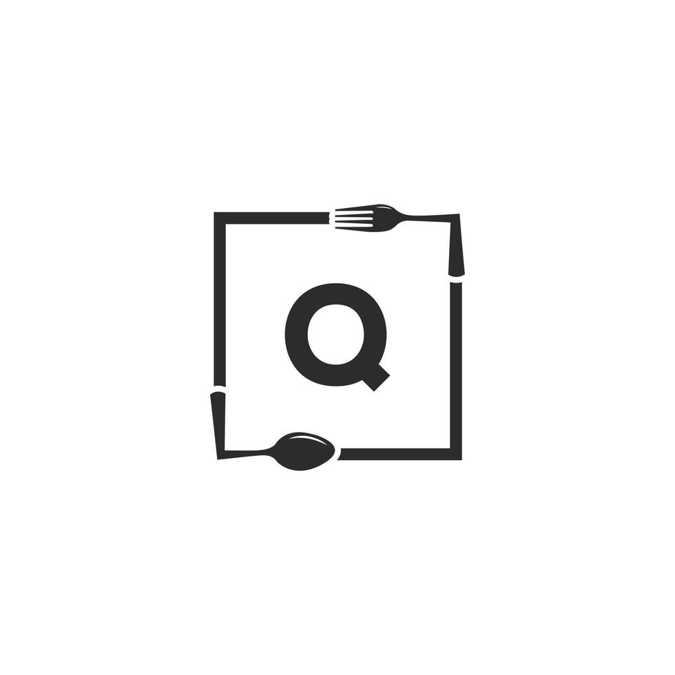 logotipo del restaurante. letra inicial q con tenedor de cuchara para plantilla de diseño de icono de logotipo de restaurante vector