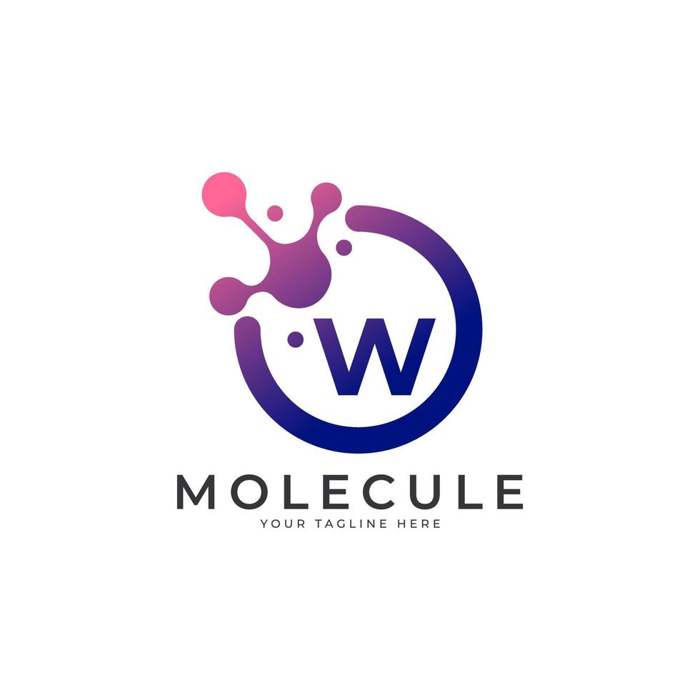 Medical Logo. Initial Letter W Molecule Logo Design Template Element. vector