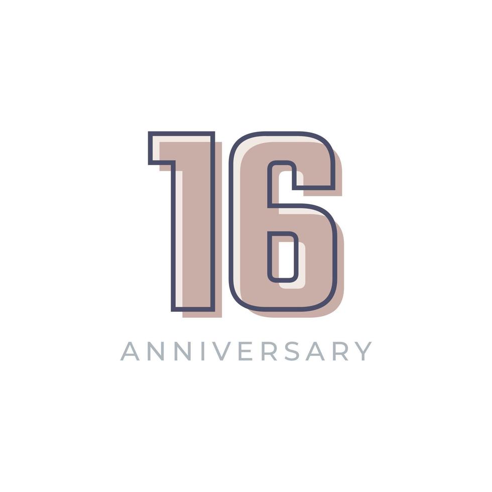 16 Year Anniversary Celebration Vector. Happy Anniversary Greeting Celebrates Template Design Illustration vector