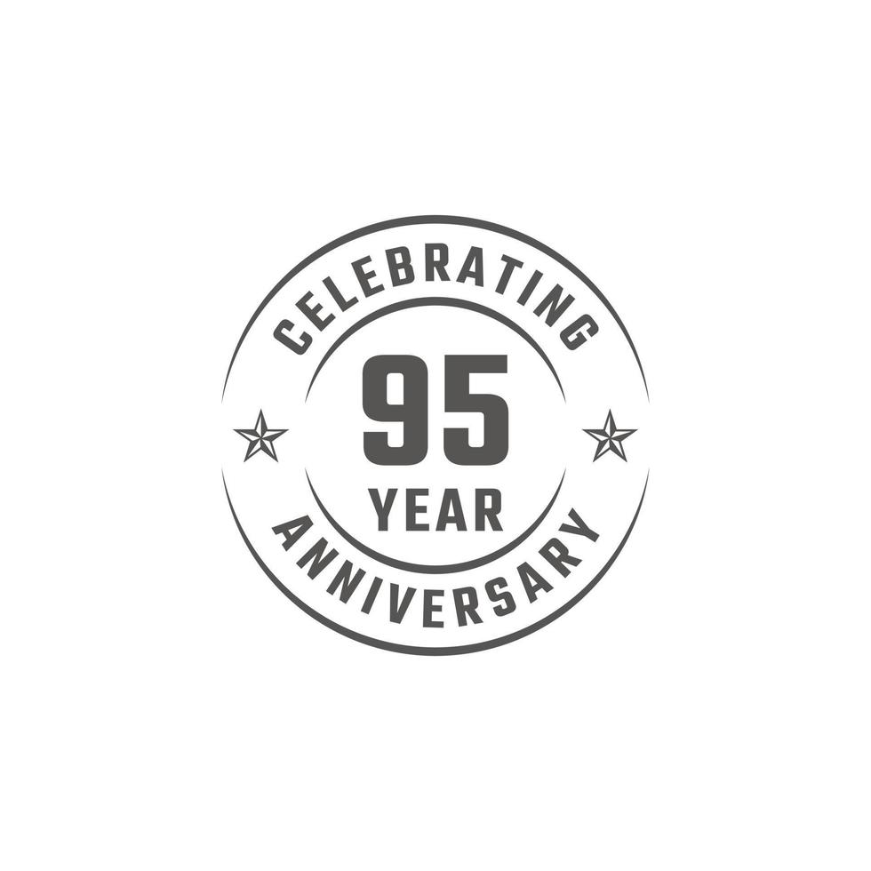 Insignia de emblema de celebración de aniversario de 95 años con color gris para evento de celebración, boda, tarjeta de felicitación e invitación aislada en fondo blanco vector