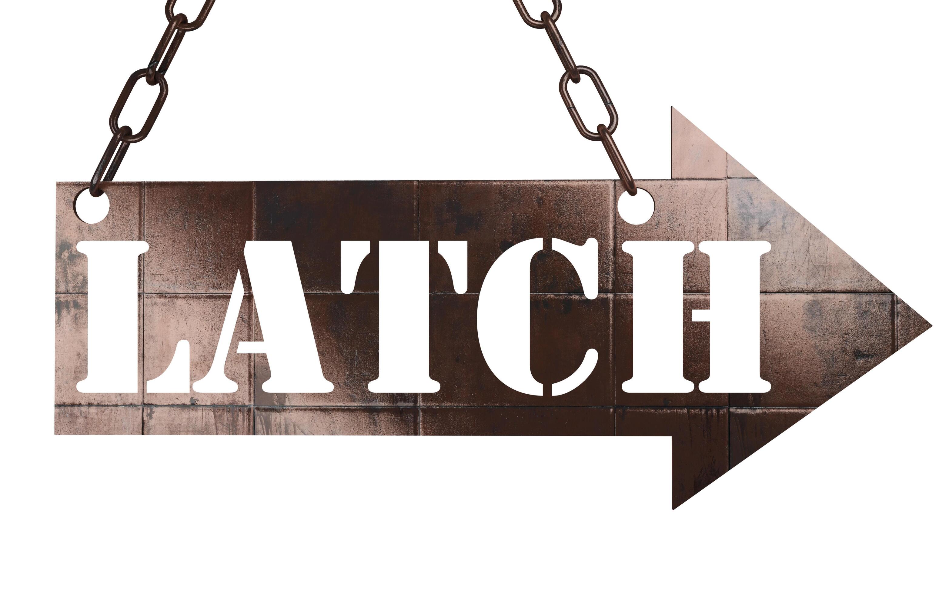 latch word on metal pointer 6246081 Stock Photo at Vecteezy