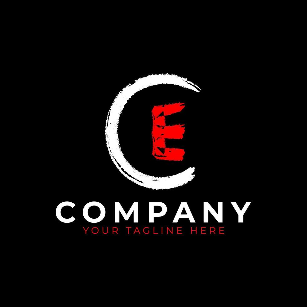 Abstract Letter E grungy font Brush Stroke Logo symbol. Usable for Business and Branding Logos. Flat Vector Logo Design Ideas Template Element. Eps10 Vector