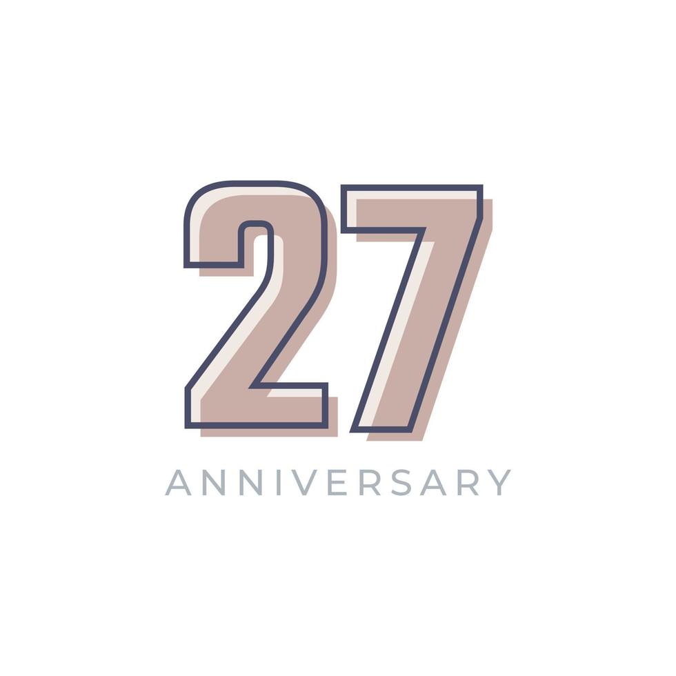 27 Year Anniversary Celebration Vector. Happy Anniversary Greeting Celebrates Template Design Illustration vector