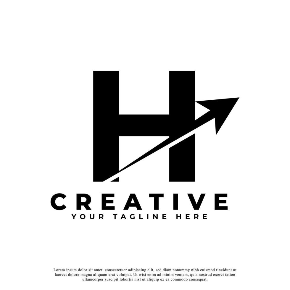 Initial Letter H Artistic Creative Arrow Up Shape Logotype. Usable for Business and Branding Logos. vector