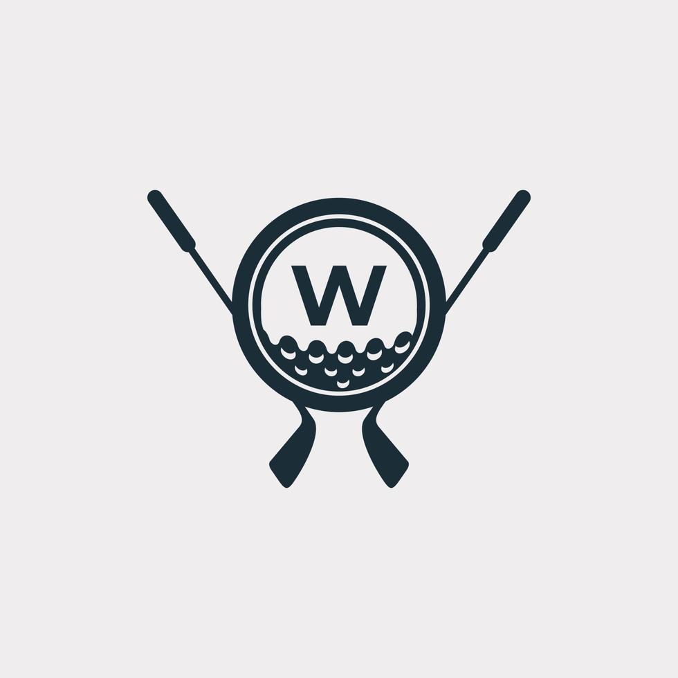 Golf Sport Logo. Letter W for Golf Logo Design Vector Template. Eps10 Vector