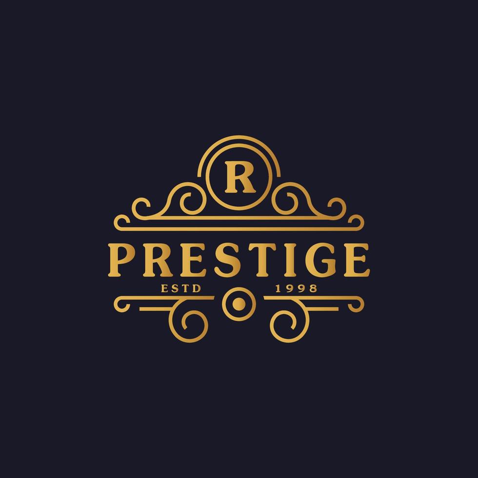 Letter R Luxury Logo Flourishes Calligraphic Elegant Ornament Lines. Business sign, Identity for Restaurant, Royalty, Boutique, Cafe, Hotel, Heraldic, Jewelry and Fashion Logo Design Template vector