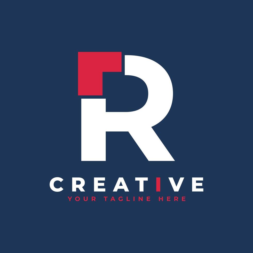 Simple Initial Letter R Logo. White and Red Shape A Letter Cutout Style. Usable for Business and Branding Logos. Flat Vector Logo Design Ideas Template Element.
