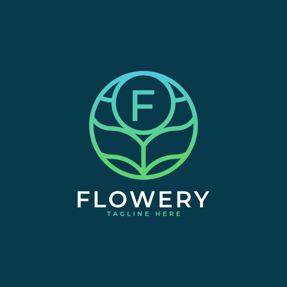 Flower Initial Letter F Logo Design Template Element. Eps10 Vector