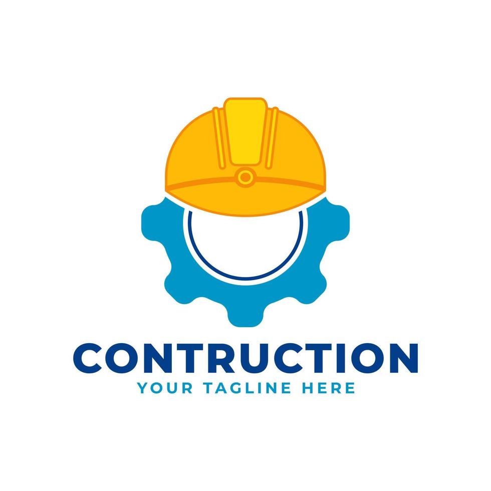 construcción e ingeniería con concepto de logotipo de equipo y casco vector