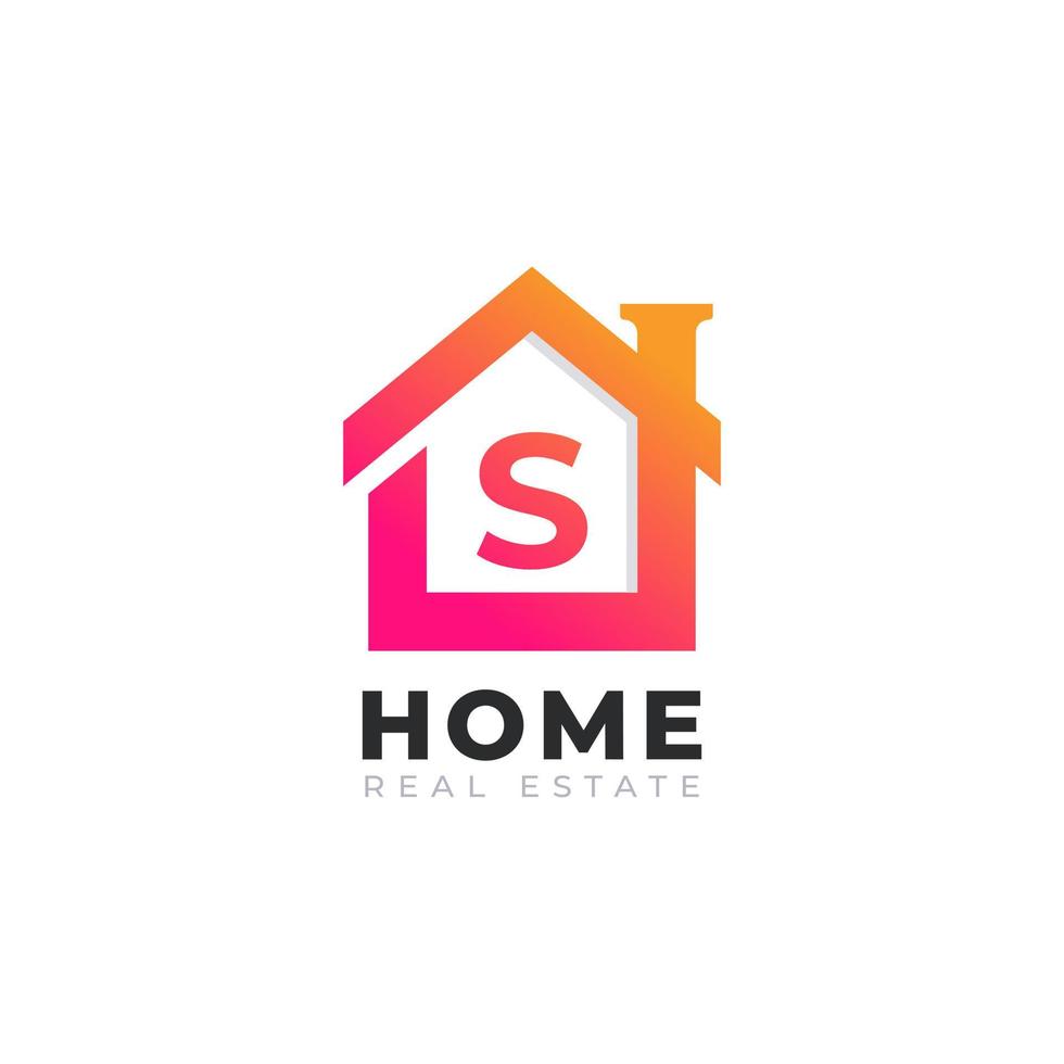 Initial Letter S Home House Logo Design. Real Estate Logo Concept. Vector Illustration