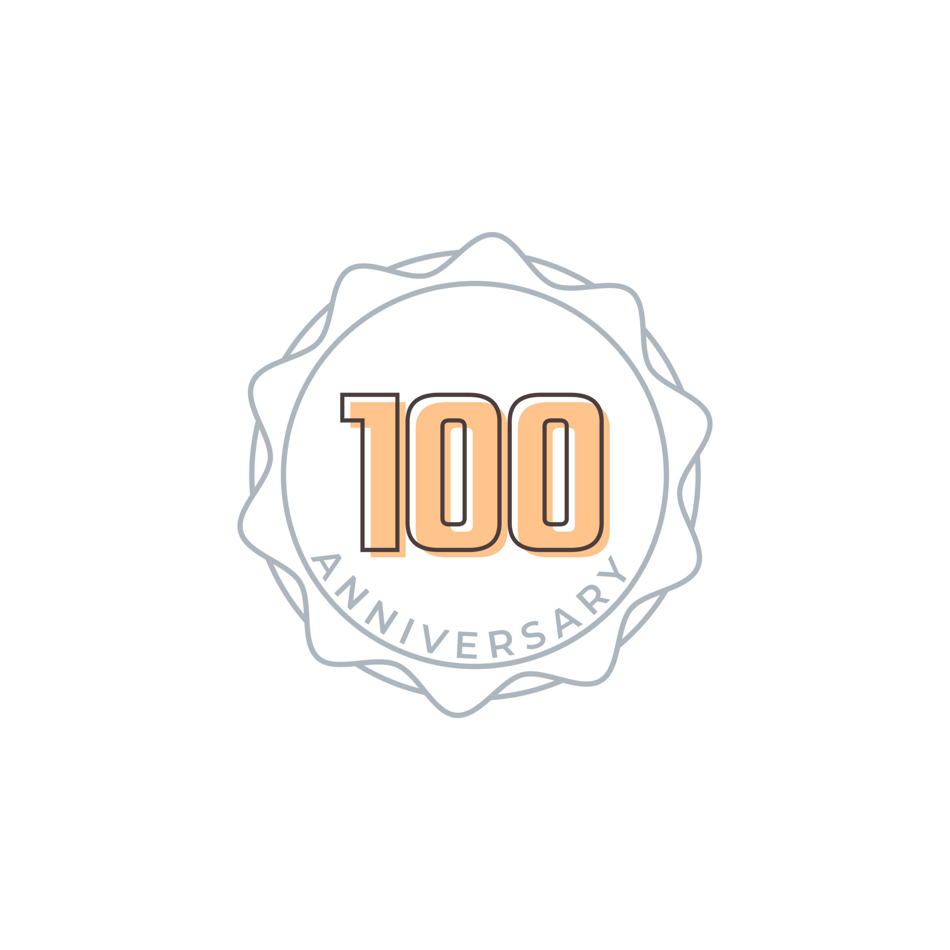 100 Year Anniversary Celebration Vector Badge. Happy Anniversary Greeting Celebrates Template