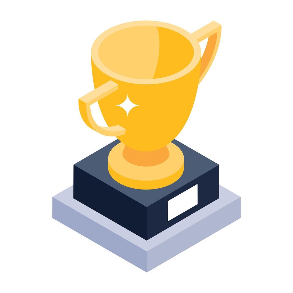 Winner trophy icon in modern isometric style vector