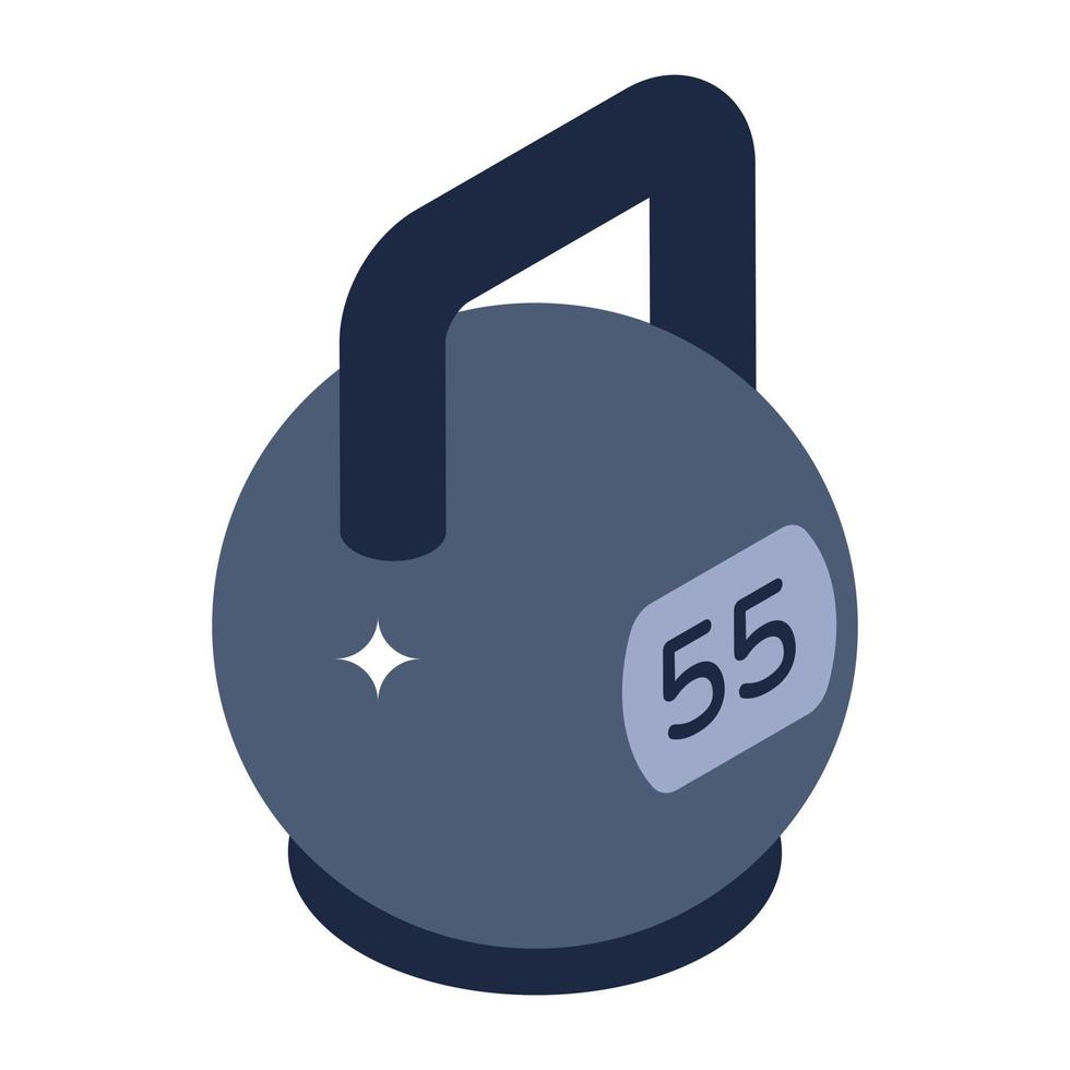 Weighting girya, isometric icon of kettlebell vector