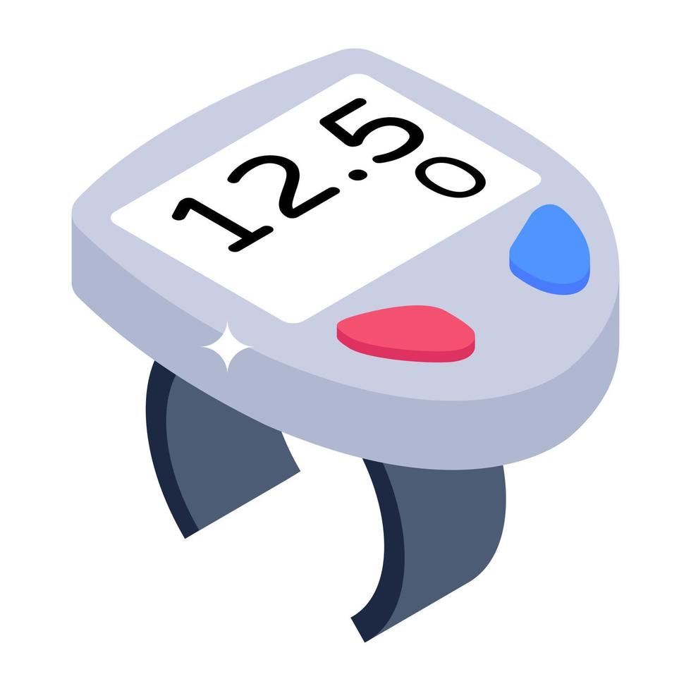 Digital tracking blood circulation device, isometric icon of bp band vector