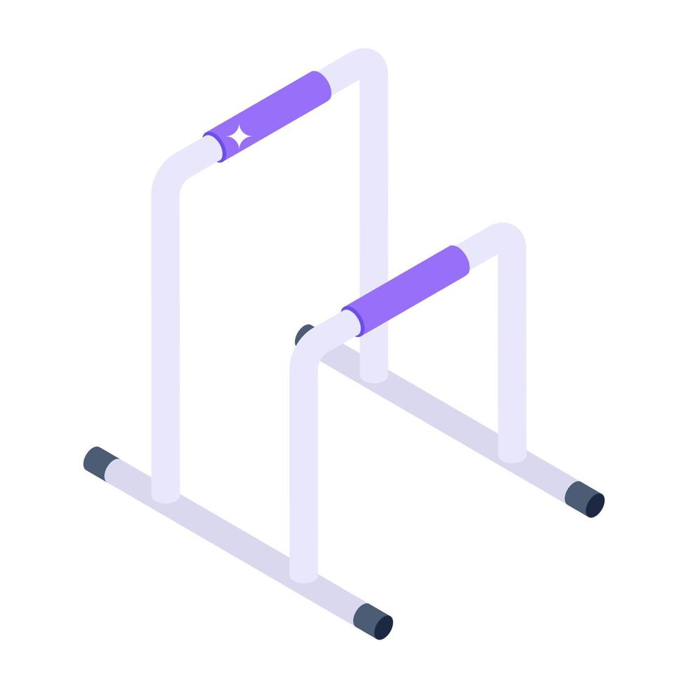 Outdoor racing equipment, isometric icon of hurdle bars vector